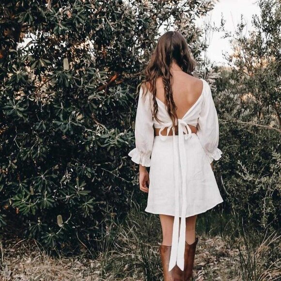 100% Linen Multi-way Wrap Top - Picture 2 of 5